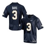 Notre Dame Fighting Irish Men's Avery Davis #3 Navy Under Armour Authentic Stitched Big & Tall College NCAA Football Jersey CDQ1699BF